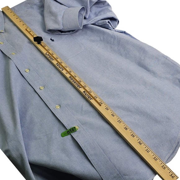 Ralph Lauren Big Shirt Mens XXL Blue 100% Cotton Long Sleeve Button Up Pony Logo - Picture 8 of 10